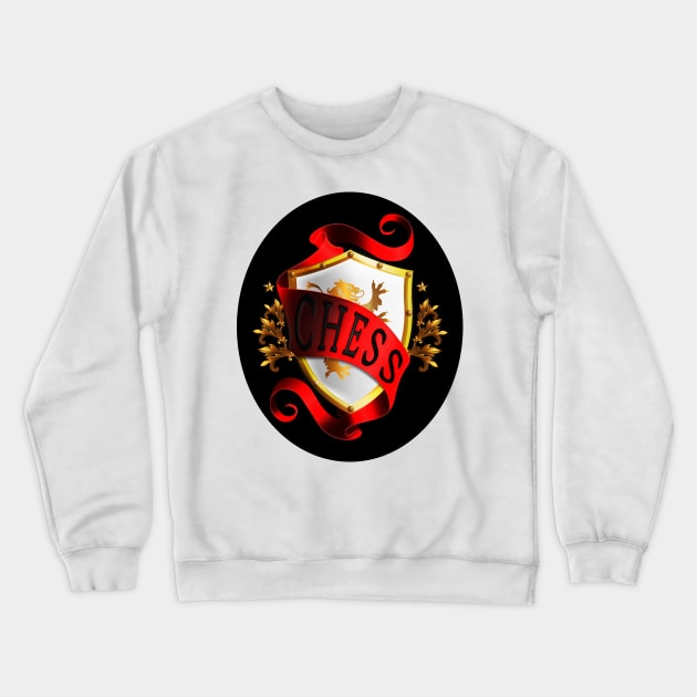 Chess Shield with Red Ribbon Crewneck Sweatshirt by The Black Panther
